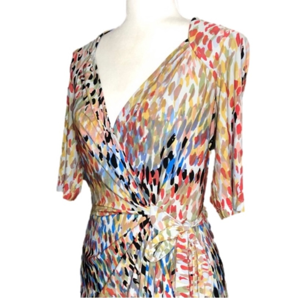Multicolour motif wrap dress